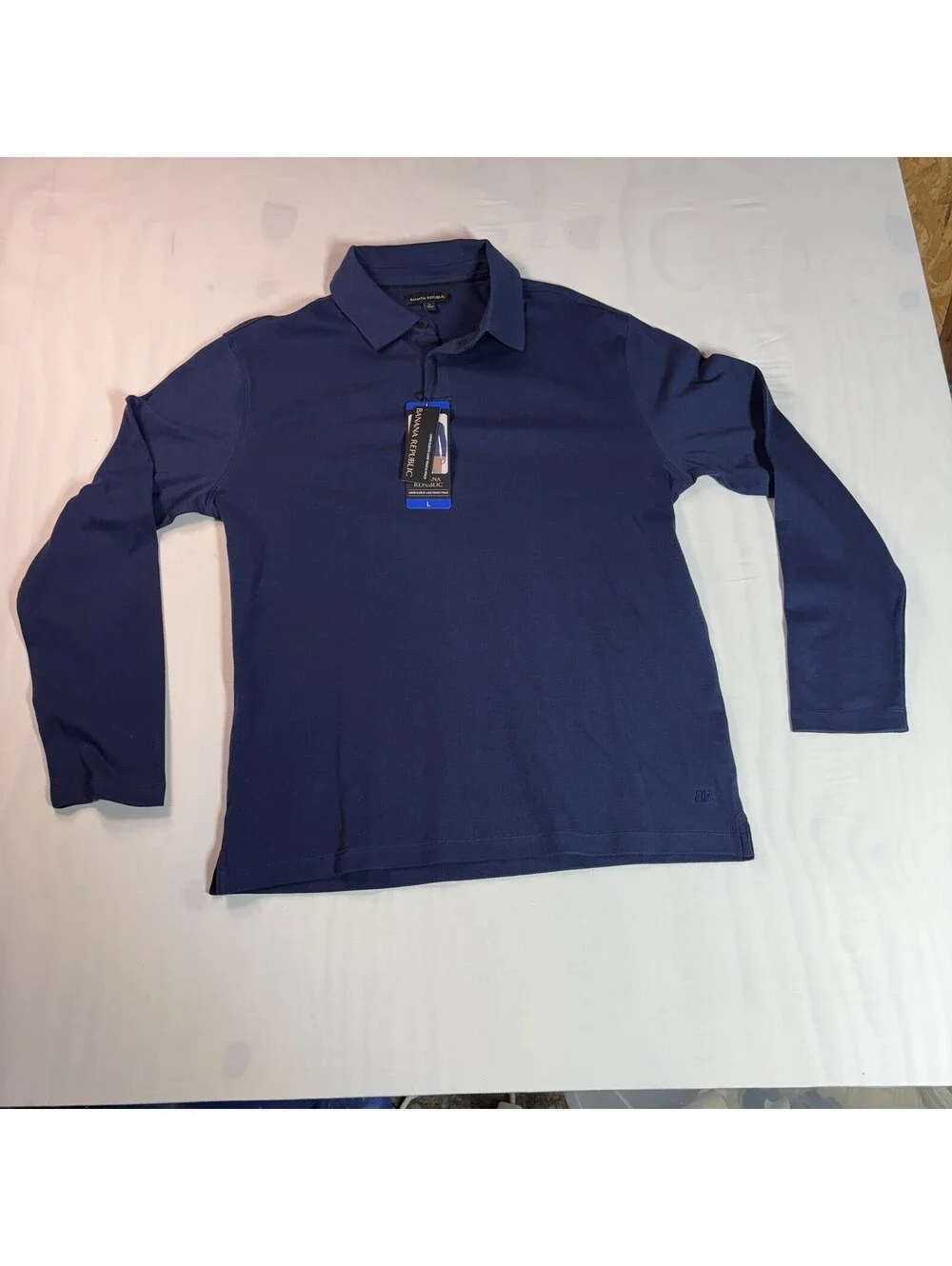 Banana Republic Long Sleeve Blue Luxe Touch Polo - Large- NWT